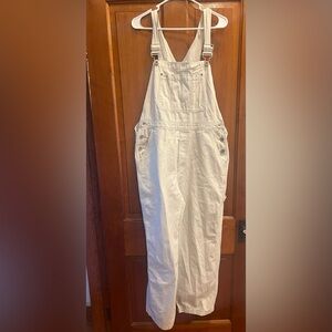 Gap Women's White/Cream Cotton Bib Overalls - Size Large - Excellent Condition!